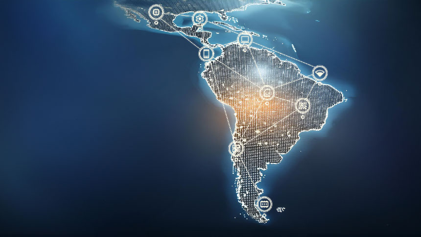 Mapa conectando Miami con el resto de Amrica